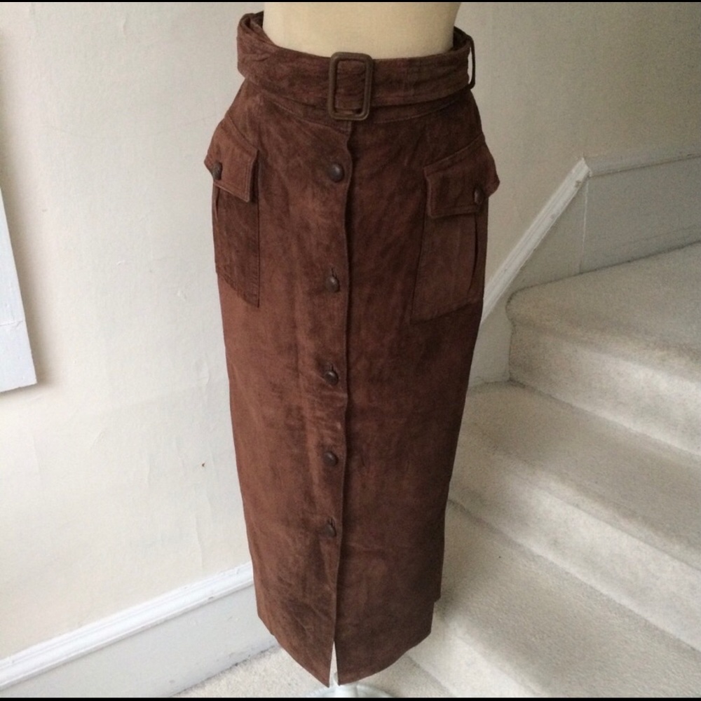 Ann Taylor Brown Suede Skirt- Vintage